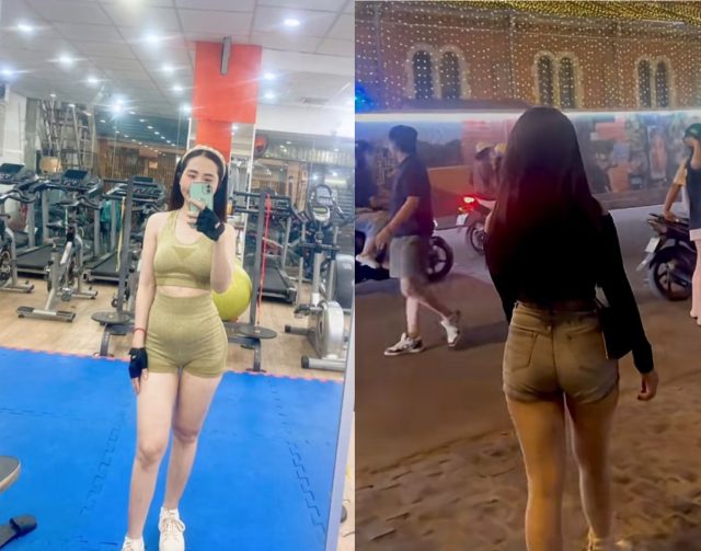 Em vẫn còn mặc quần legging bó sát ướt mồ hôi, thân hình săn chắc mới tập vài buổi rung nhẹ khi anh ép em dựa tường và địt đứng từ phía sau. Em cắn môi kìm tiếng rên, hai tay bám chặt máy chạy, mông cong tròn va chạm mạnh theo nhịp dập dồn dập trong không gian yên tĩnh đầy tội lỗi và kích thích.